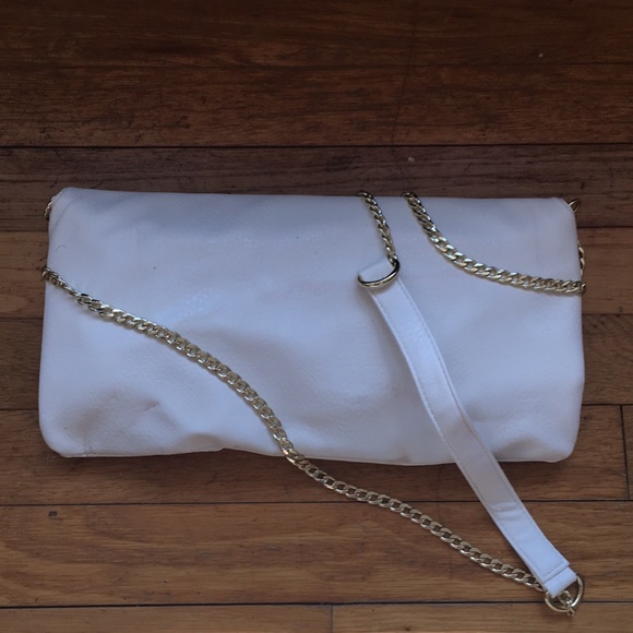 White and gold clutch with shoulder strap - Picture 2 of 4